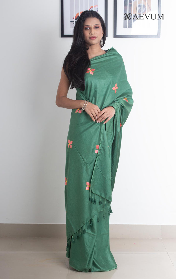 Katan Silk Saree with Embroidery - 2165 Saree Tausif   