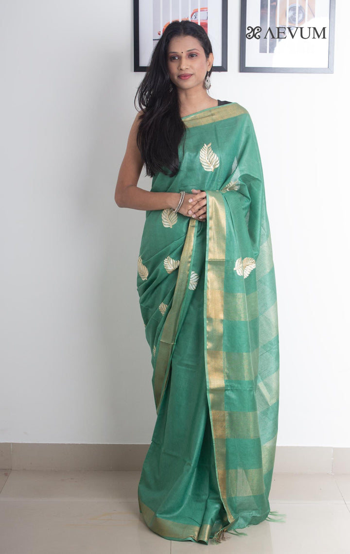 Katan Silk with Leaf Embroidery - 2164 - AEVUM