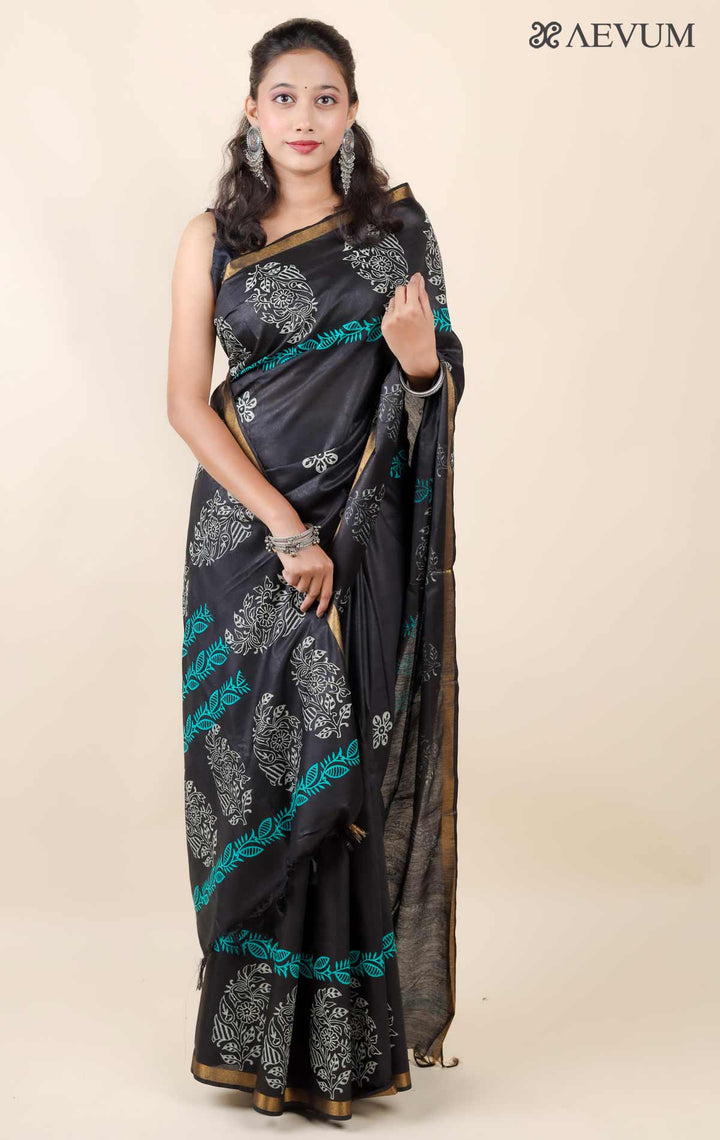 Katan Madhubani Silk Saree with Blouse Piece - 12201 Saree Tausif   