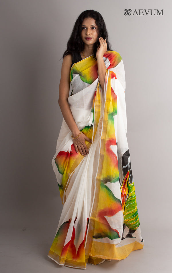 Kerala Cotton Hand Painted Saree with Blouse Piece - 0389 - AEVUM