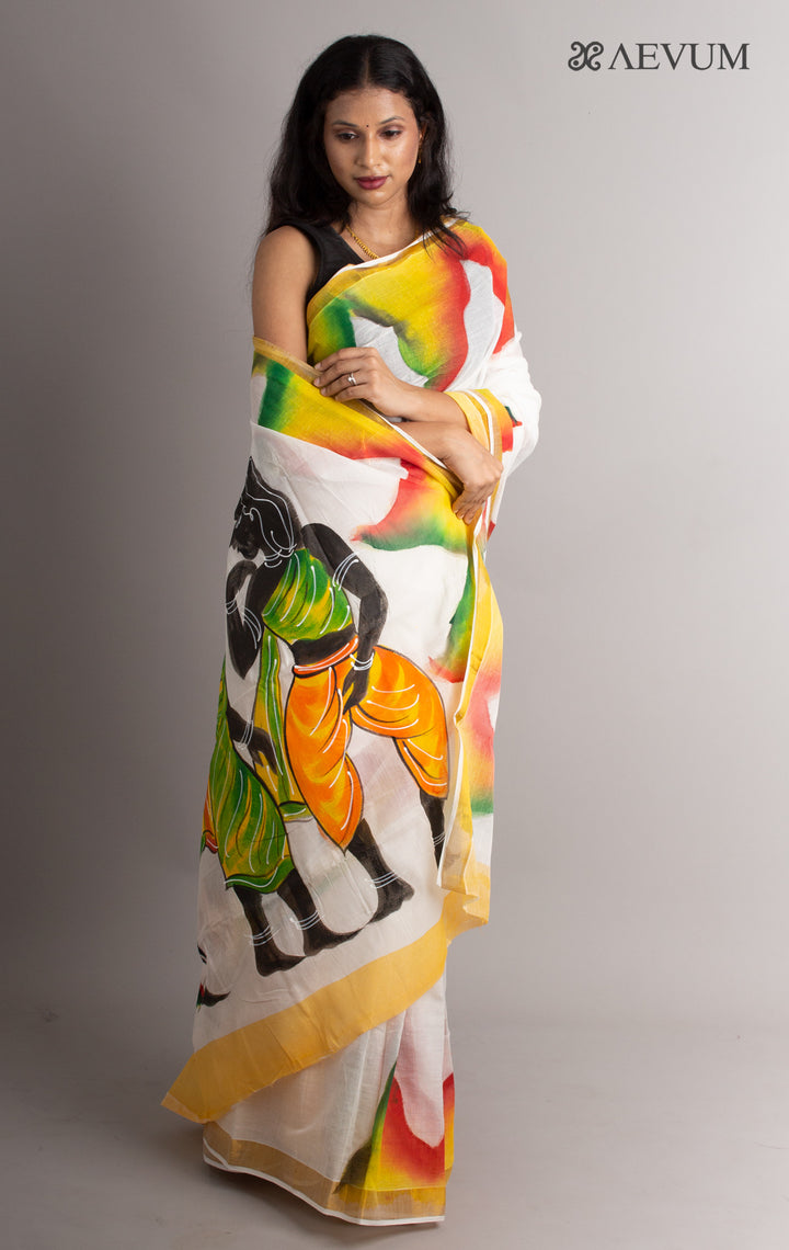 Kerala Cotton Hand Painted Saree with Blouse Piece - 0389 Saree Riya's Collection   