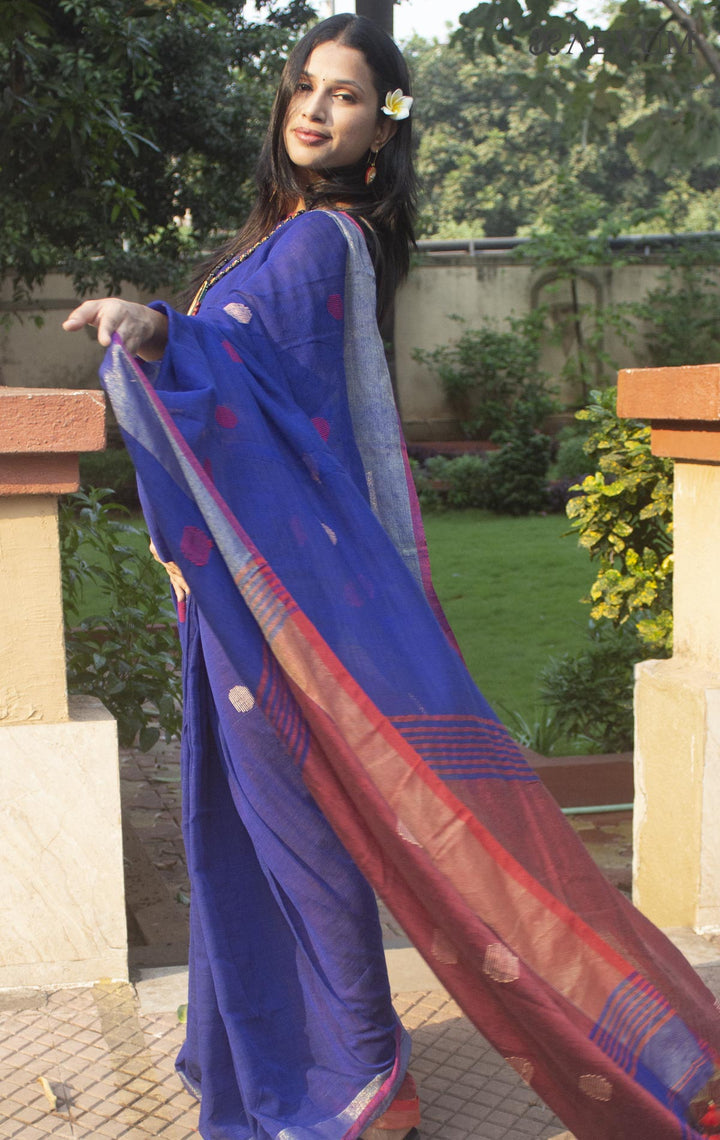 Begampuri Bengal Cotton Handloom Saree - 9638 Saree AEVUM   