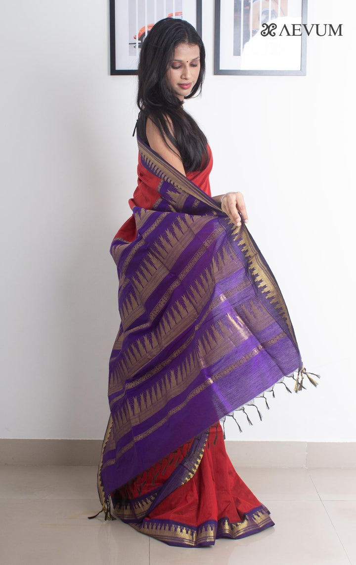 Kalyani South Cotton Silk Handloom Saree with Blouse Piece - 1825 - AEVUM