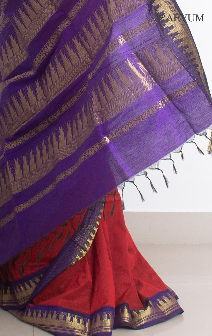 Kalyani South Cotton Silk Handloom Saree with Blouse Piece - 1825 - AEVUM