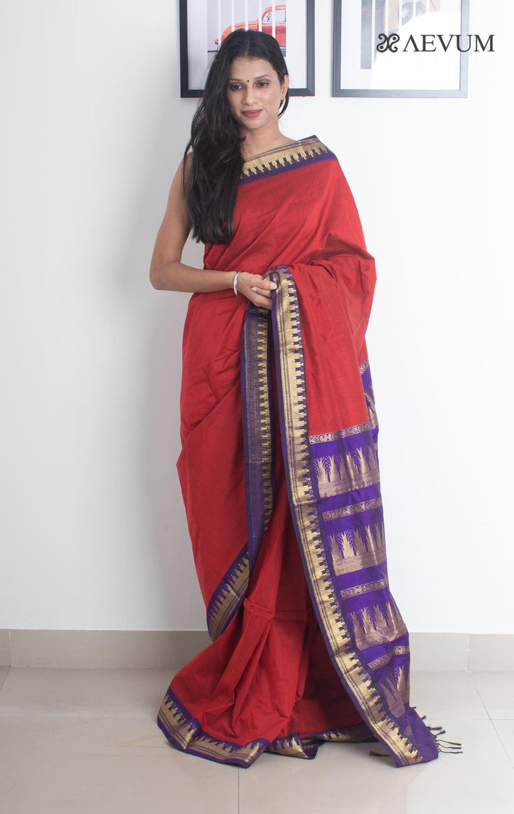 Kalyani South Cotton Silk Handloom Saree with Blouse Piece - 1825 - AEVUM