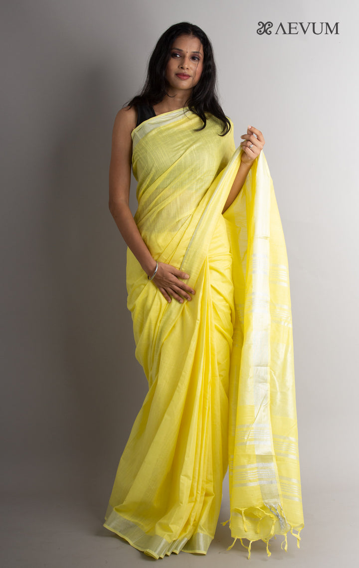 Semi Linen Saree With Blouse Piece - 0410 Saree Tausif   