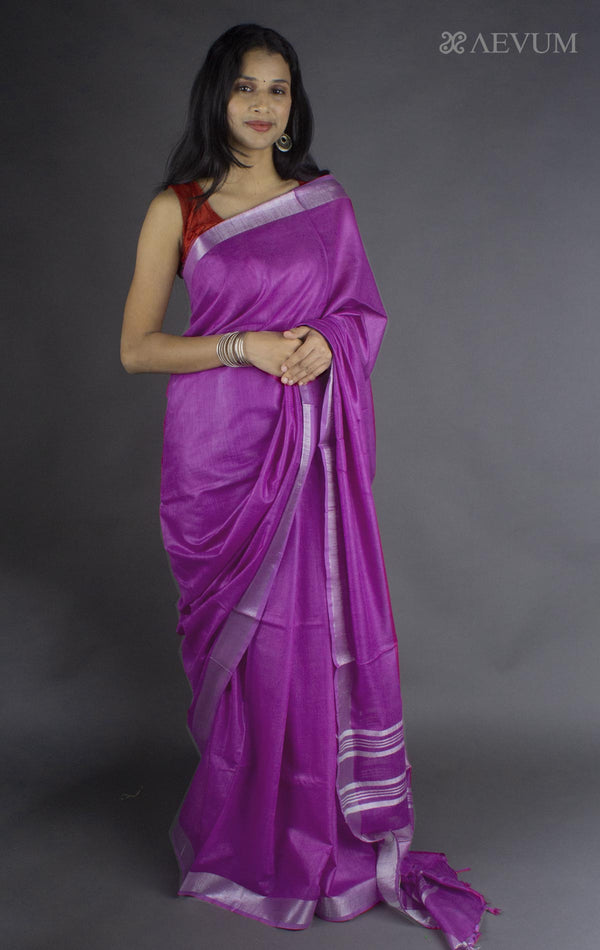 Semi Linen Saree with Blouse Piece - 7902 - AEVUM