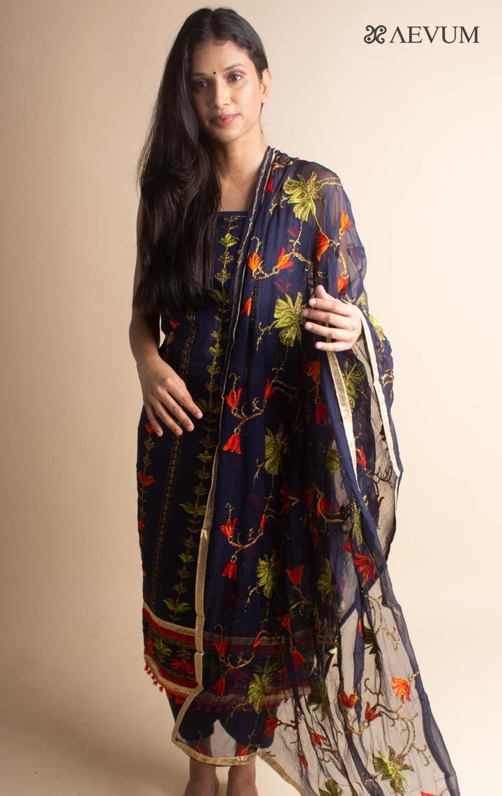 Unstitched Cotton Dress Material with Chiffon Dupatta - 2995 Dress Material Nivera Fashion   