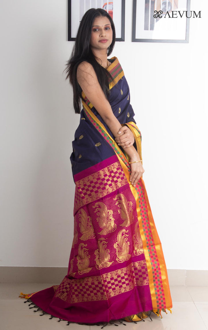 Kalyani South Cotton Silk Handloom Saree with Blouse Piece - 2218 - AEVUM