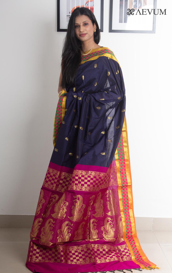 Kalyani South Cotton Silk Handloom Saree with Blouse Piece - 2218 - AEVUM