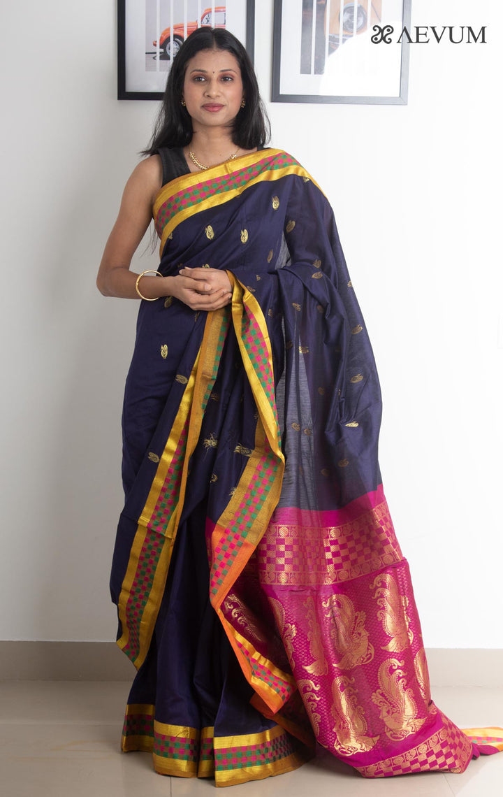 Kalyani South Cotton Silk Handloom Saree with Blouse Piece - 2218 - AEVUM