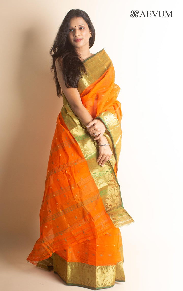 Bengal Cotton Zari Tant Handloom Saree Without Blouse Piece - 0833 - AEVUM