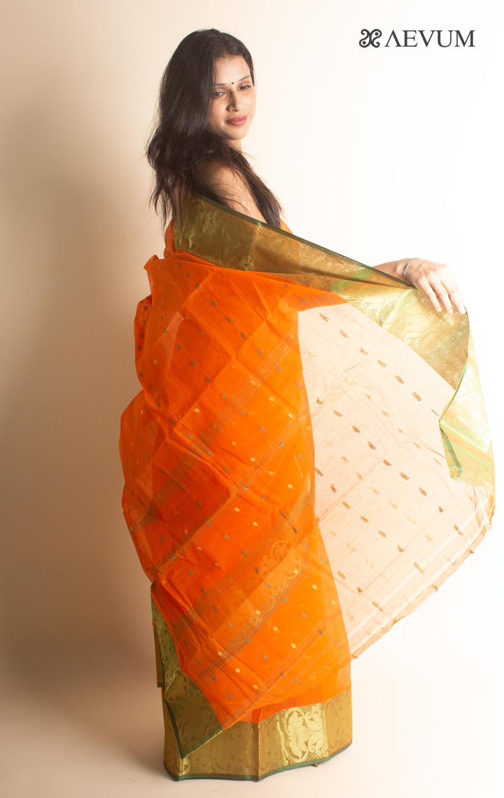 Bengal Cotton Zari Tant Handloom Saree Without Blouse Piece - 0833 - AEVUM