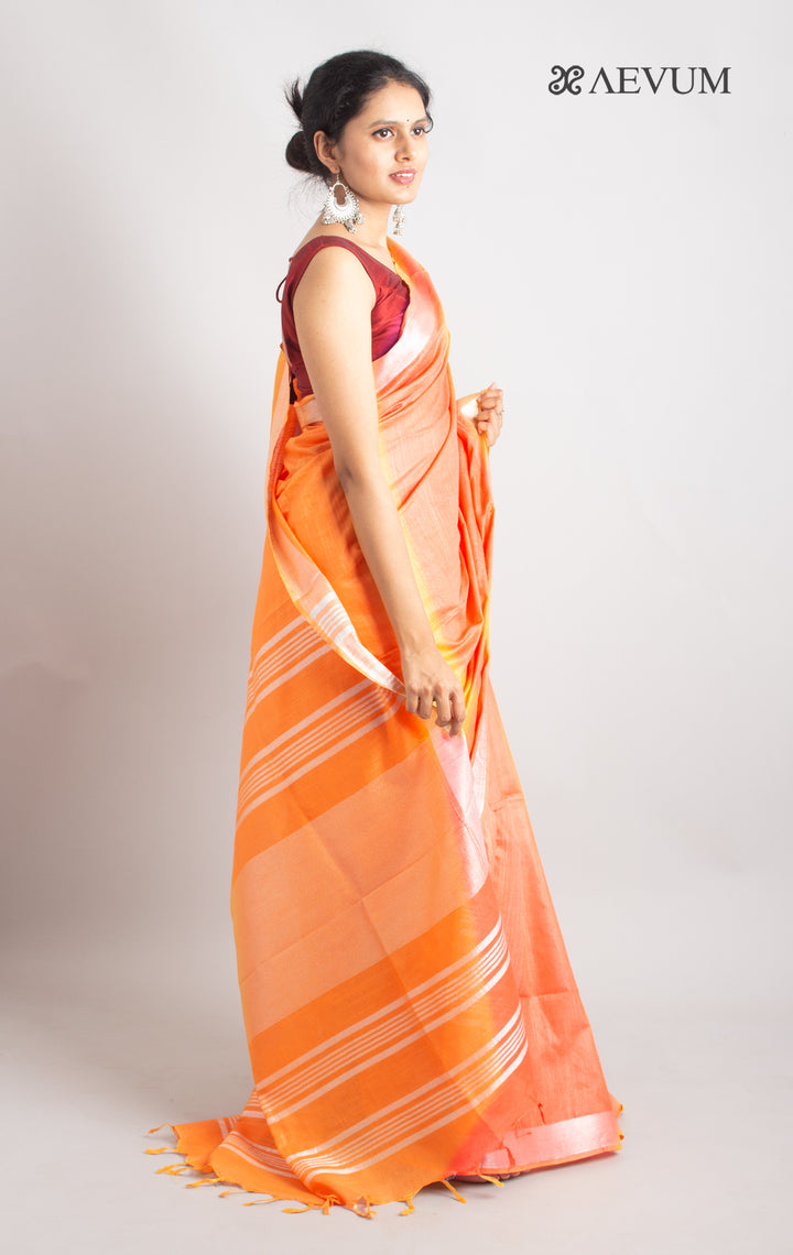 Semi Linen Saree With Blouse Piece - 0416 Saree AEVUM