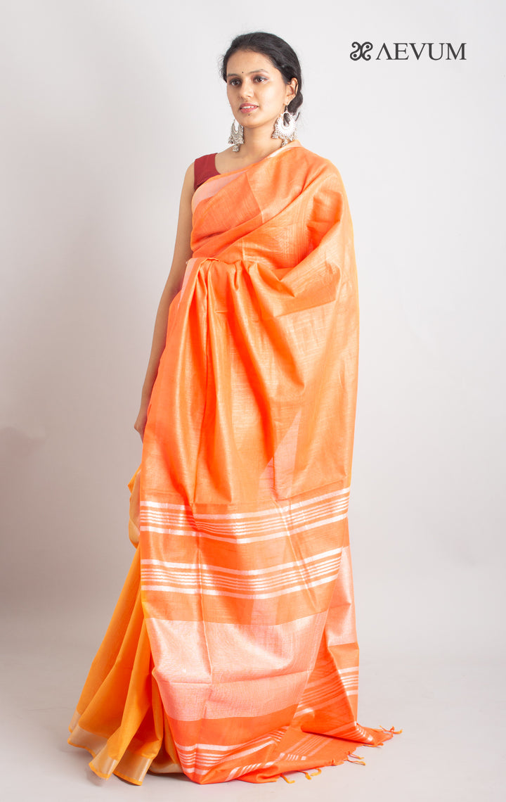 Semi Linen Saree With Blouse Piece - 0416 Saree AEVUM