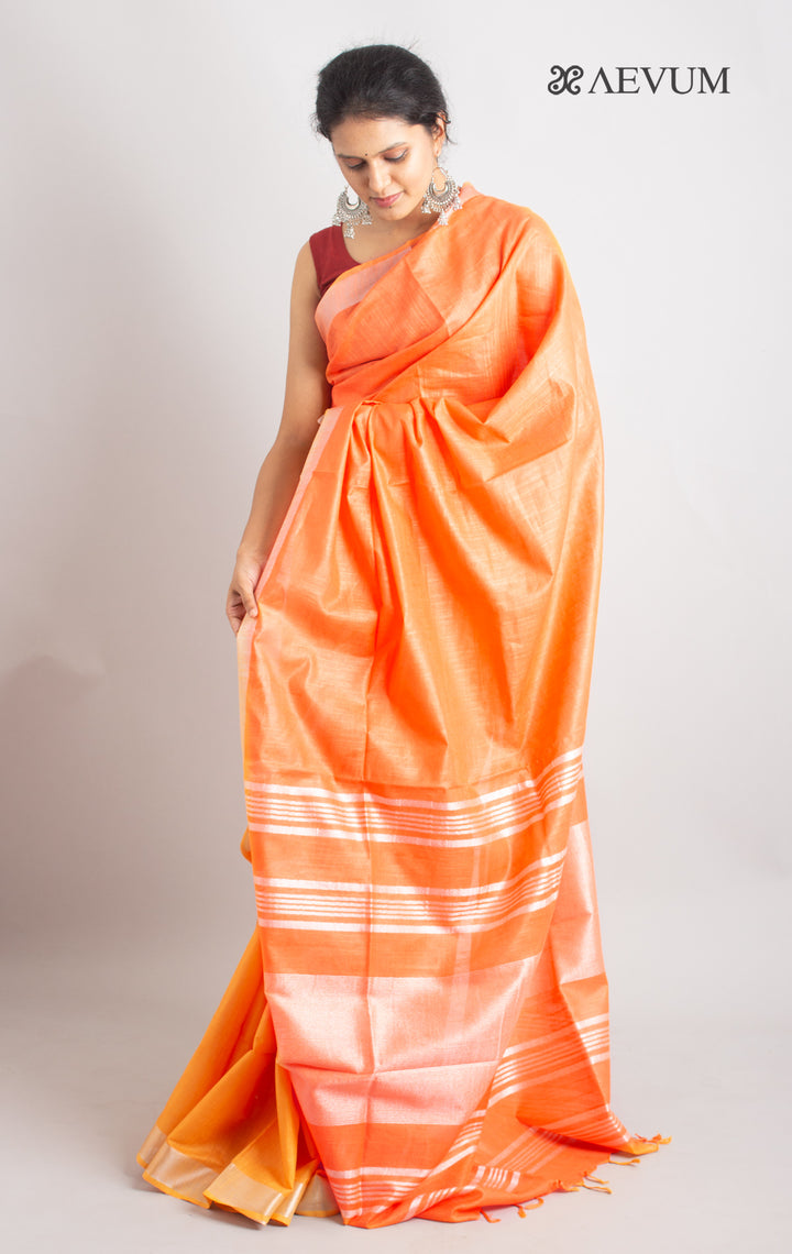Semi Linen Saree With Blouse Piece - 0416 Saree AEVUM