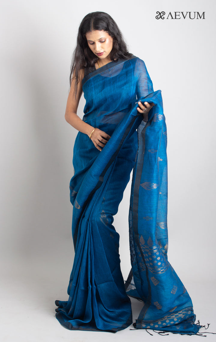 Organic Linen handloom Saree with blouse piece - 0425 Saree Riya's Collection   