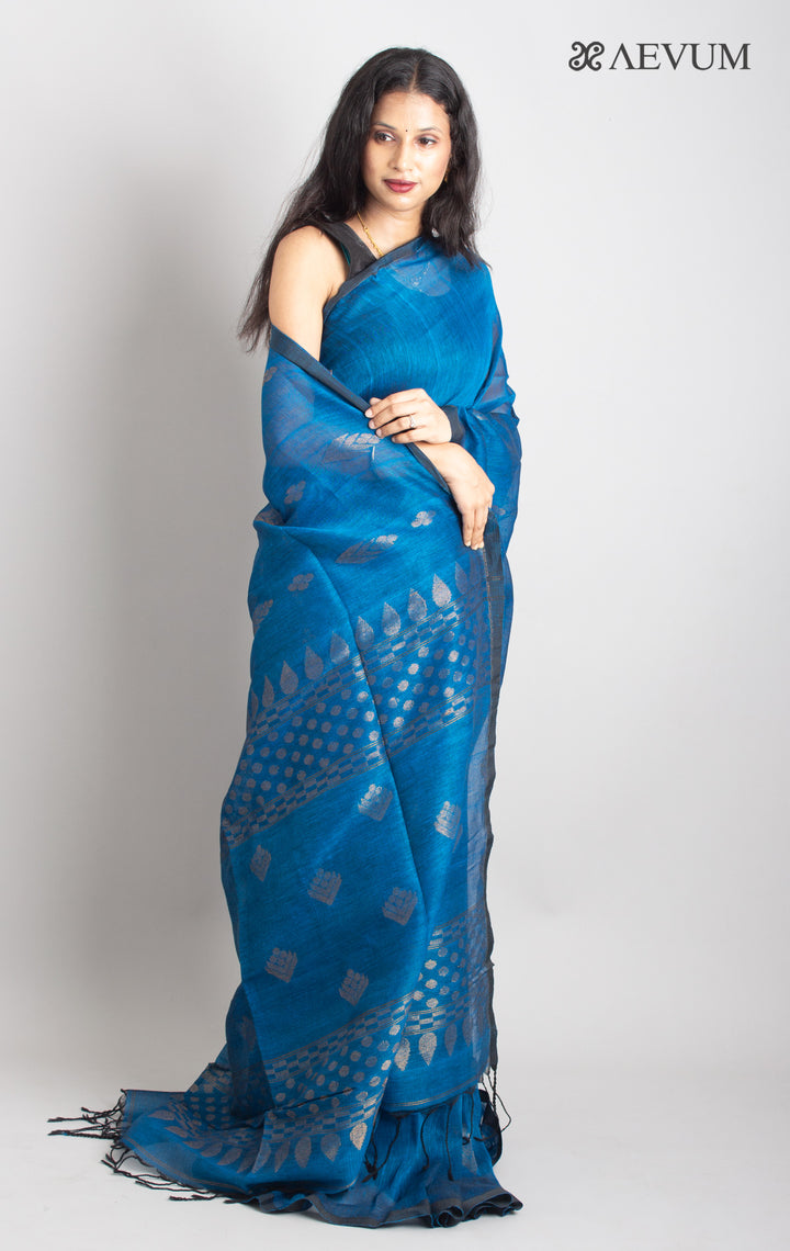 Organic Linen handloom Saree with blouse piece - 0425 Saree Riya's Collection   