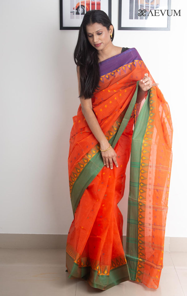 Bengal Cotton Tangail Tant Saree - 2434 - AEVUM