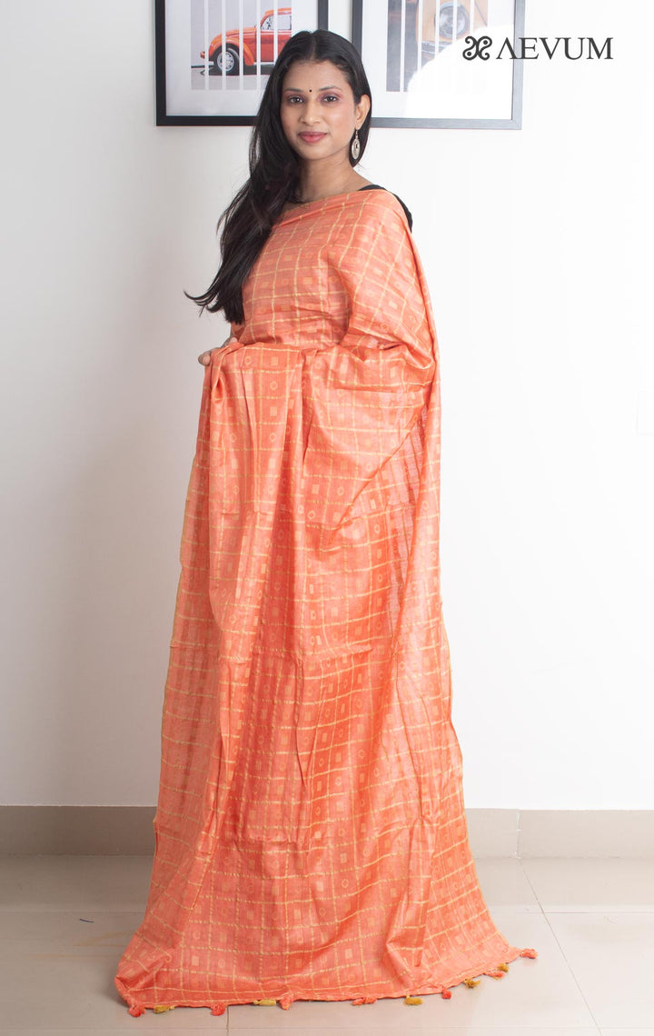 Katan Silk Saree with Checks - 2331 - AEVUM