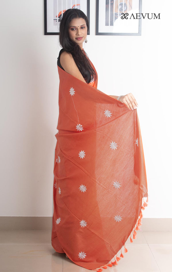 Katan Silk Saree with Embroidery - 2167 - AEVUM