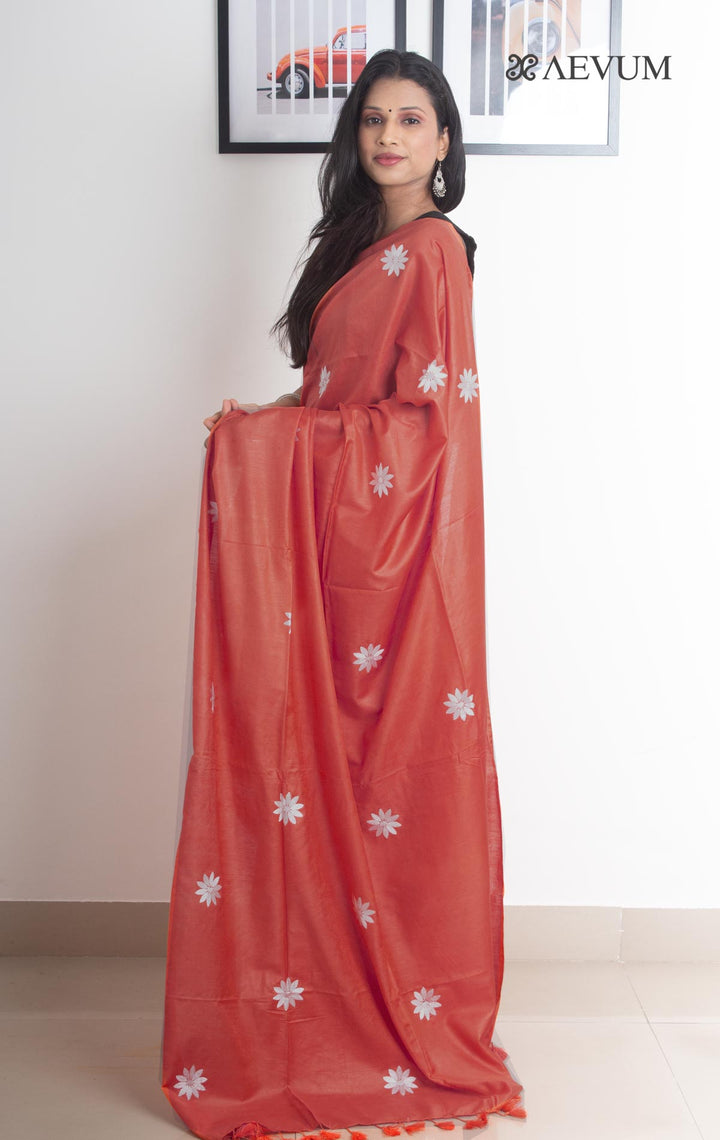 Katan Silk Saree with Embroidery - 2167 - AEVUM