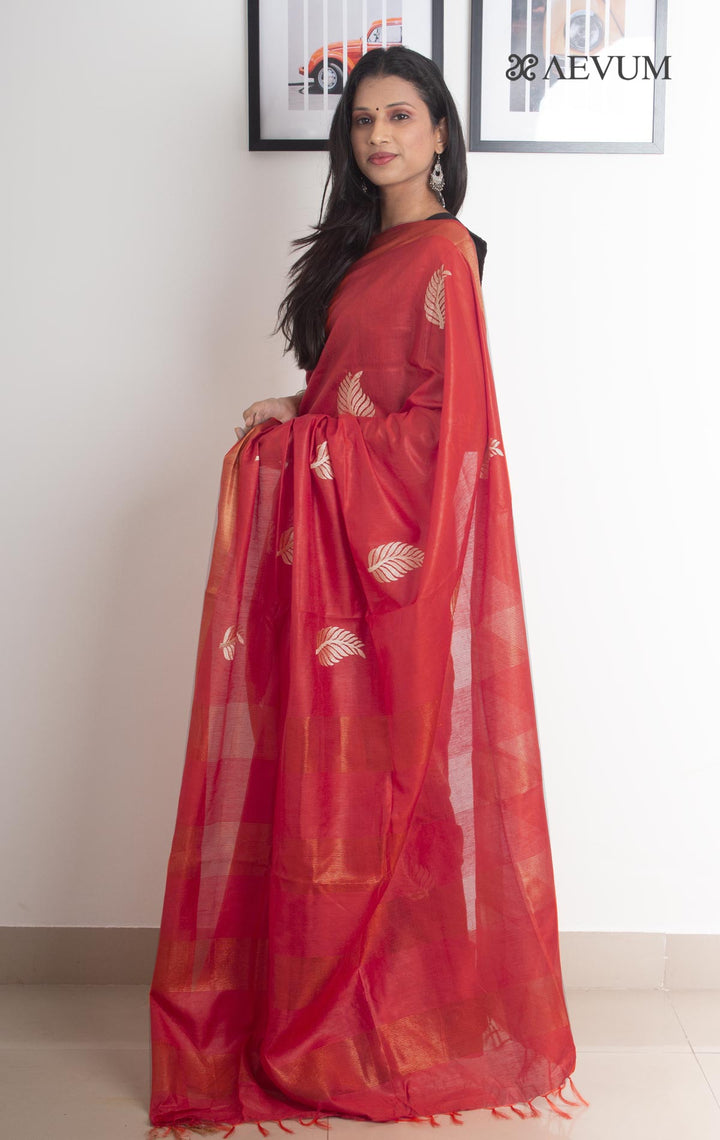 Katan Silk with Leaf Embroidery - 2162 Saree Om Silk   