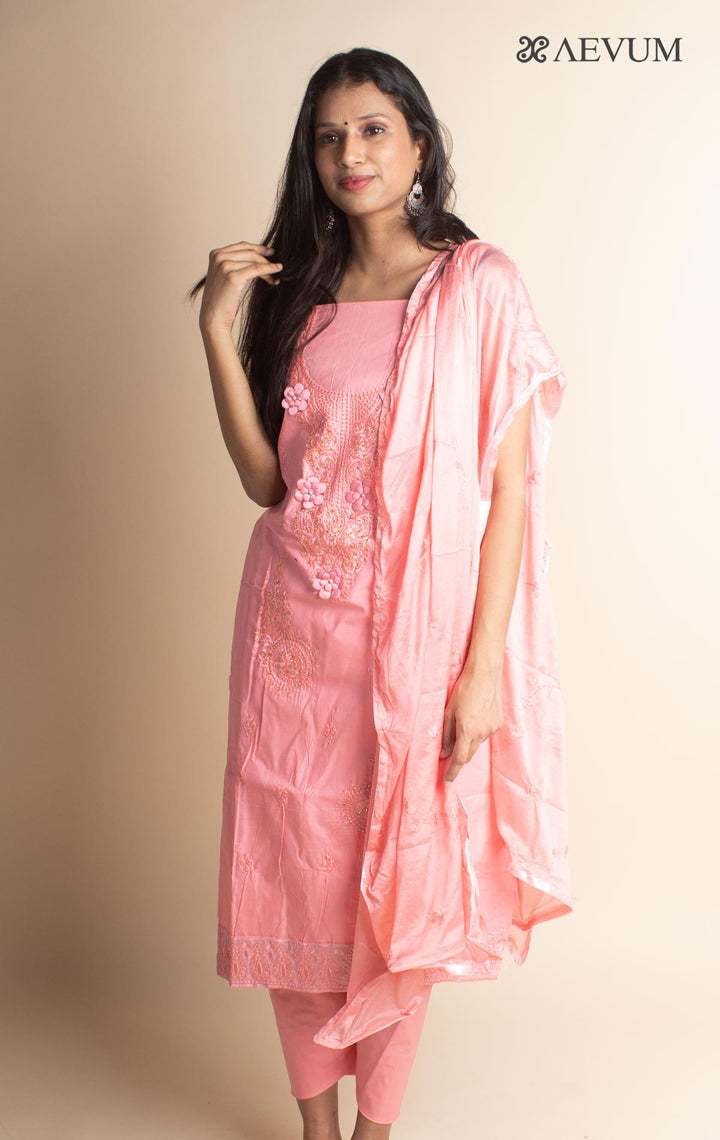 Unstitched Cotton Dress Material with Chiffon Dupatta - 2986 Dress Material Nivera Fashion   