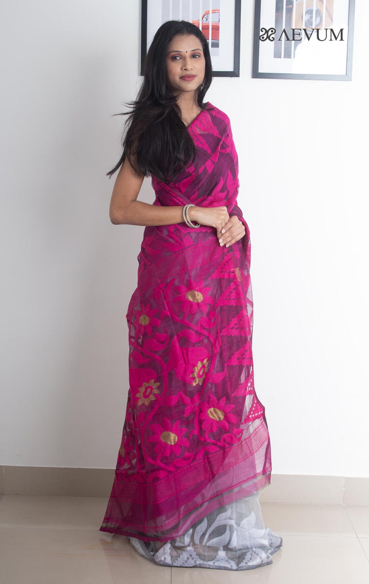 Paddo Dhakai Jamdani Saree without Blouse Piece - 2171 Saree AEVUM