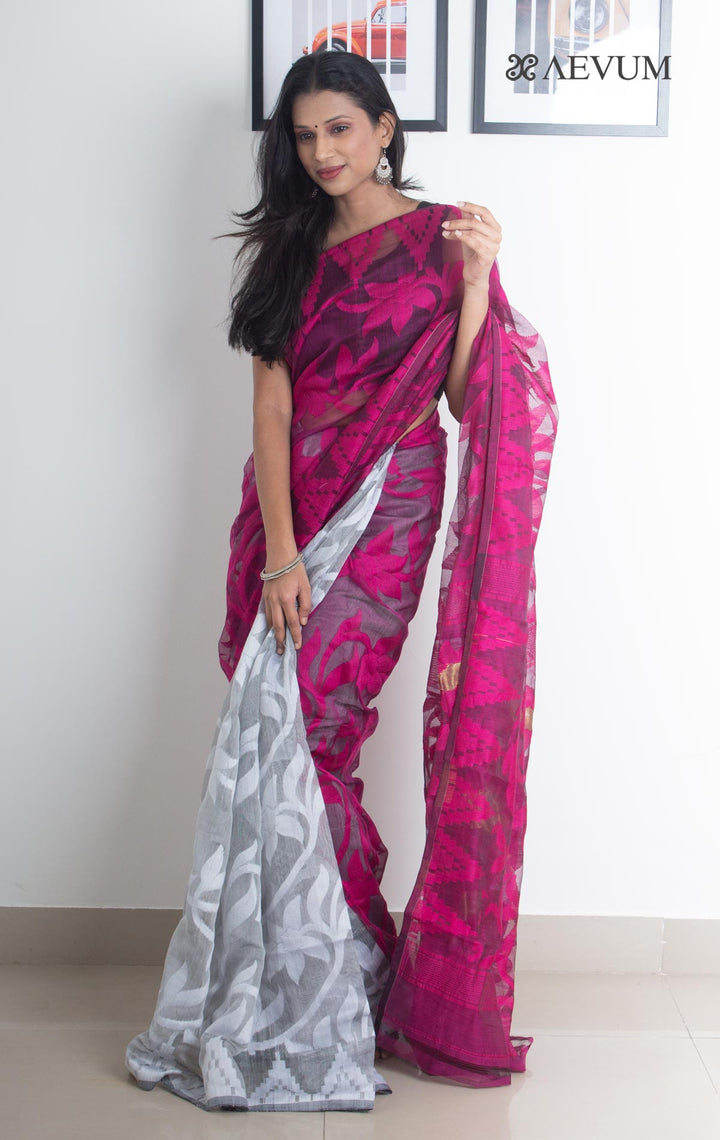 Paddo Dhakai Jamdani Saree without Blouse Piece - 2171 Saree AEVUM