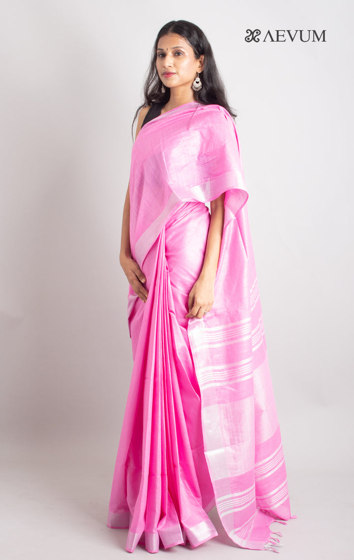 Semi Linen Saree With Blouse Piece - 0417 - AEVUM