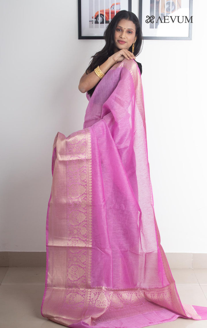 Silk Linen Banarasi Handloom Saree - 2160 Saree Sarala Devi   