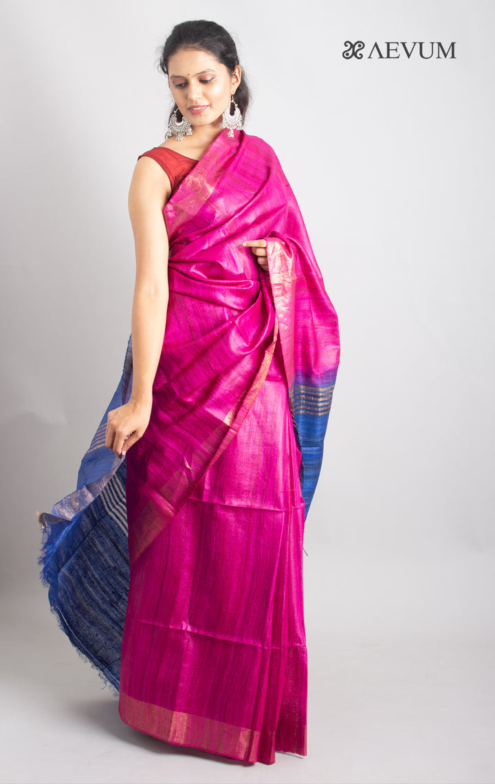 Pure Tussar Gicha Silk Saree with Silk Mark - 0403 - AEVUM