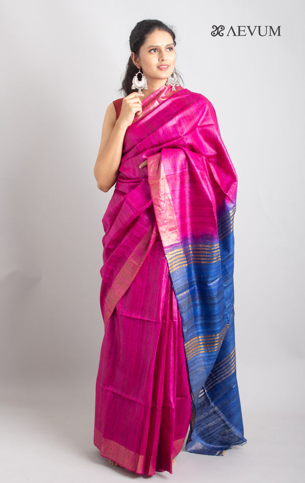 Pure Tussar Gicha Silk Saree with Silk Mark - 0403 - AEVUM