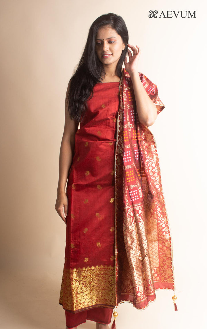 Unstitched Banarasi Silk Kurta Set - 2981 - AEVUM
