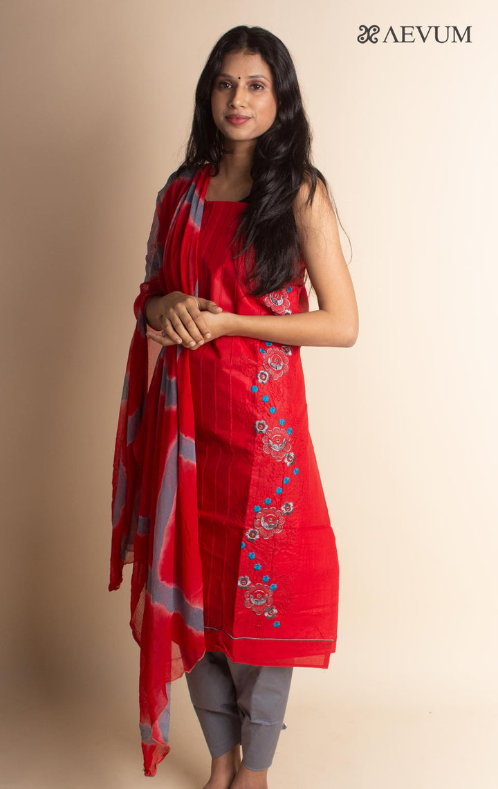 Unstitched Cotton Dress Material with Chiffon Dupatta - 2992 Dress Material Nivera Fashion   