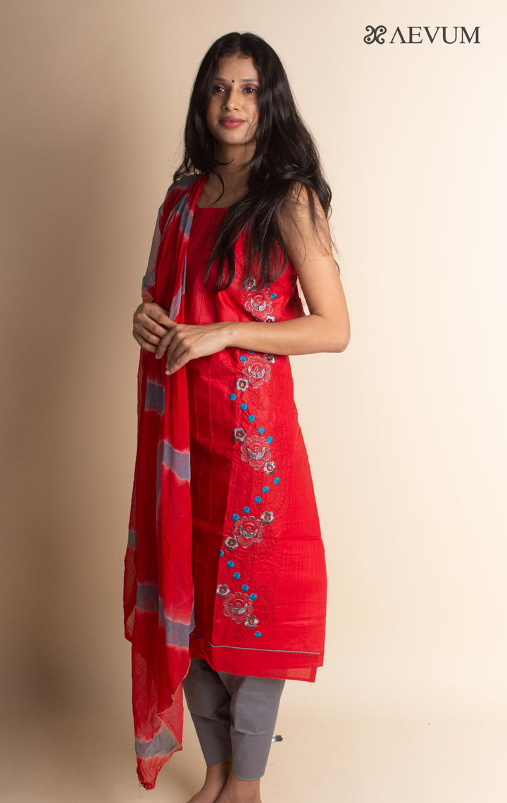 Unstitched Cotton Dress Material with Chiffon Dupatta - 2992 Dress Material Nivera Fashion   