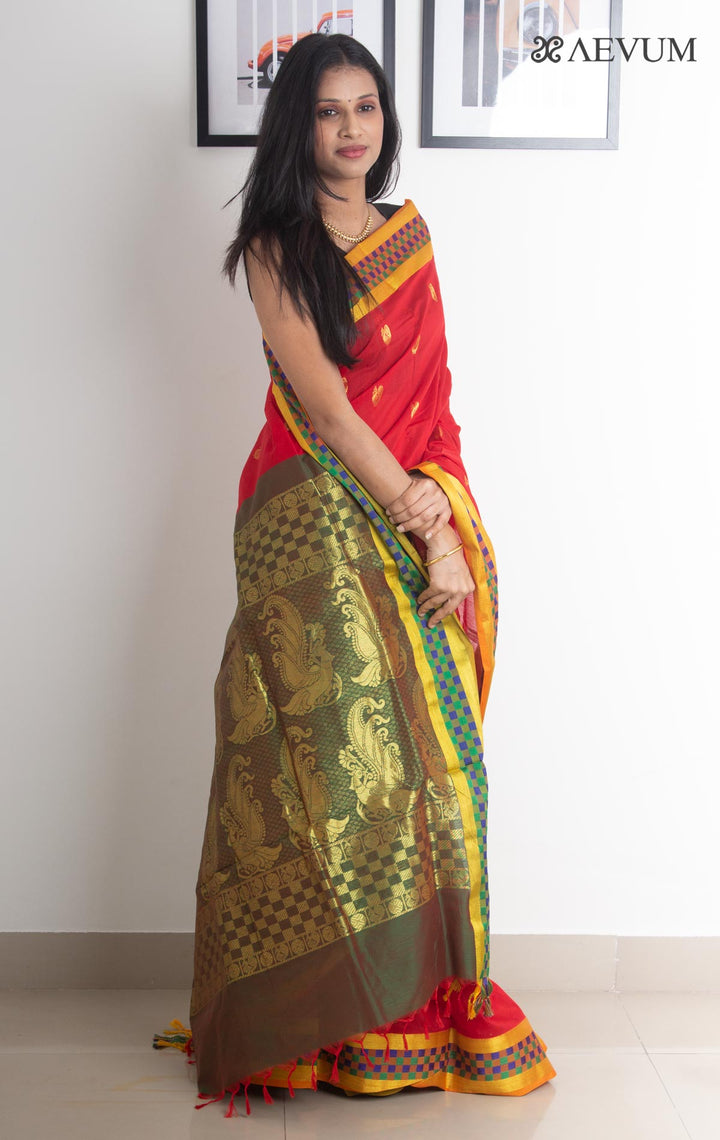 Kalyani South Cotton Silk Handloom Saree with Blouse Piece - 2217 - AEVUM