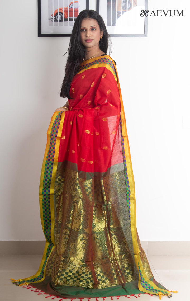 Kalyani South Cotton Silk Handloom Saree with Blouse Piece - 2217 - AEVUM