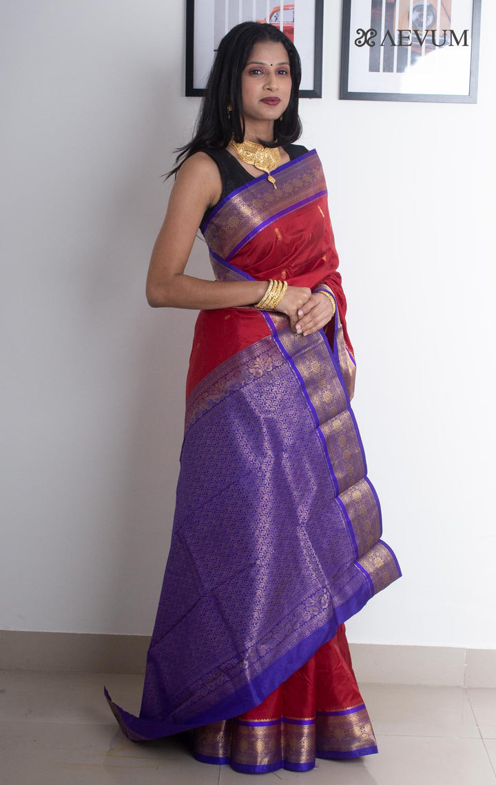 Kanjivaram Banarasi Handloom Pure Silk Saree with  Silk Mark - 2689 - AEVUM