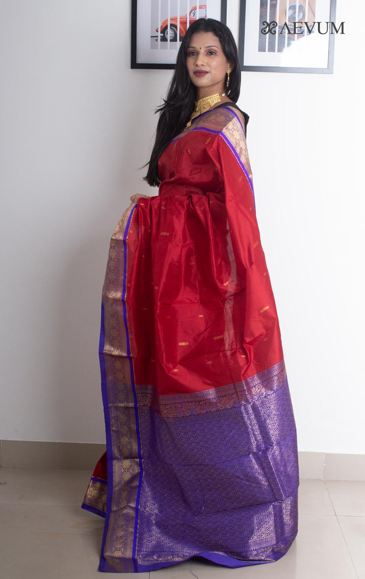Kanjivaram Banarasi Handloom Pure Silk Saree with  Silk Mark - 2689 - AEVUM