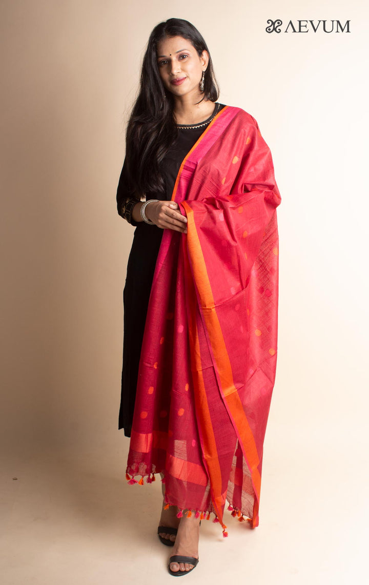 Semi Linen Polka Dupatta - 3082 - AEVUM
