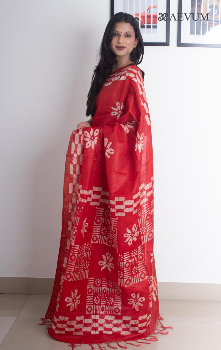Katan Silk Saree with Batik Print - 2681 Saree Tausif   