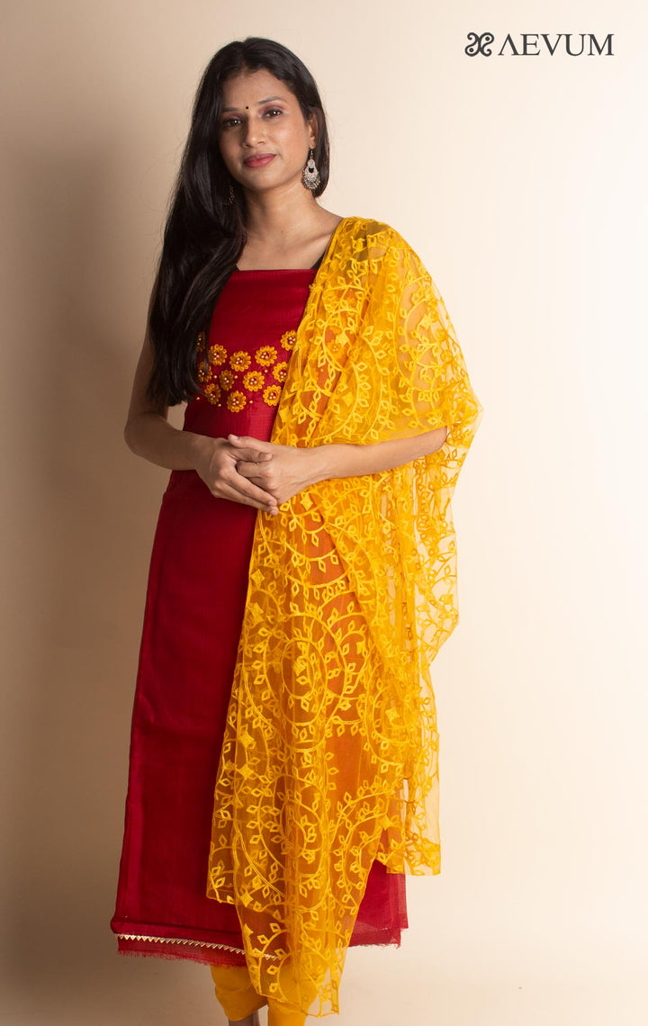 Unstitched Cotton Dress Material with Chiffon Dupatta - 2998 Dress Material Nivera Fashion   