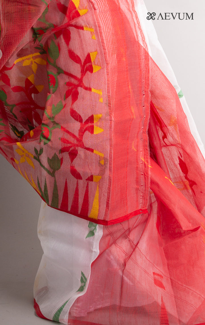 Dhakai Jamdani with Gap Work without Blouse Piece - 0377 Saree AEVUM