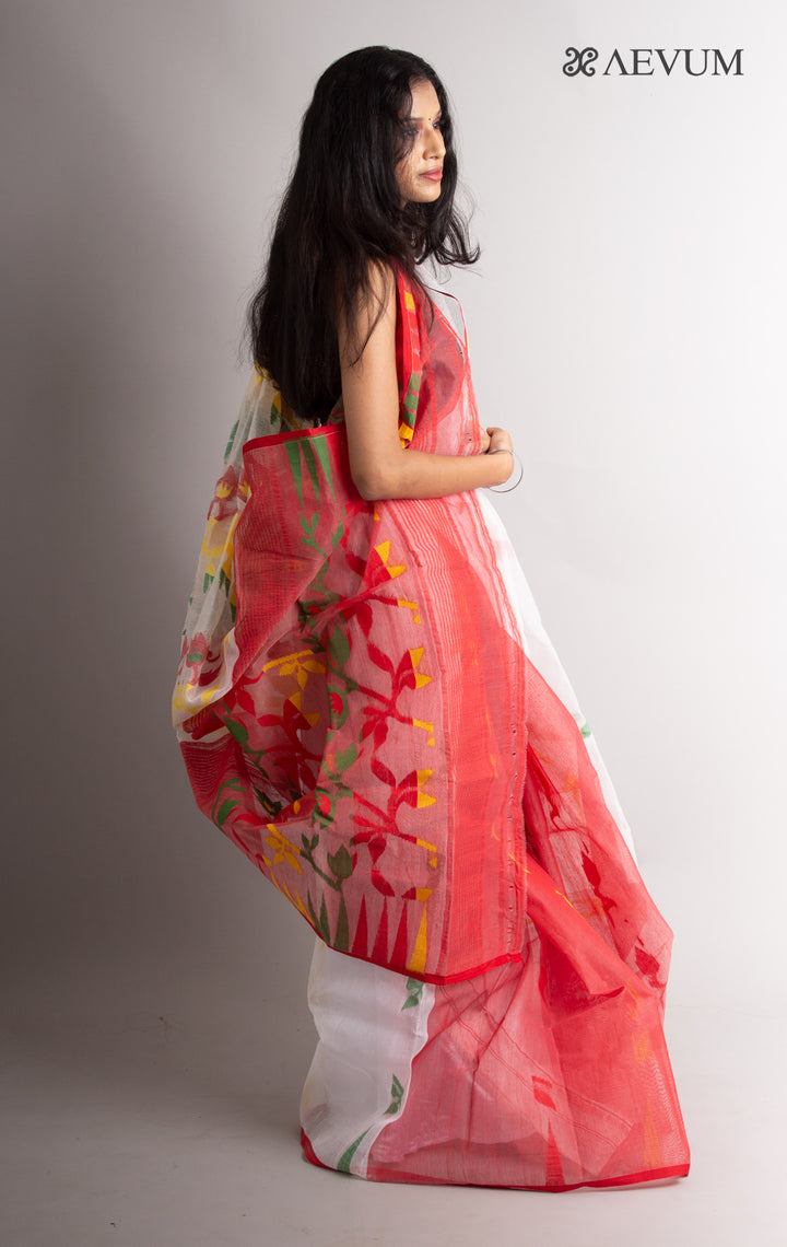 Dhakai Jamdani with Gap Work without Blouse Piece - 0377 Saree AEVUM