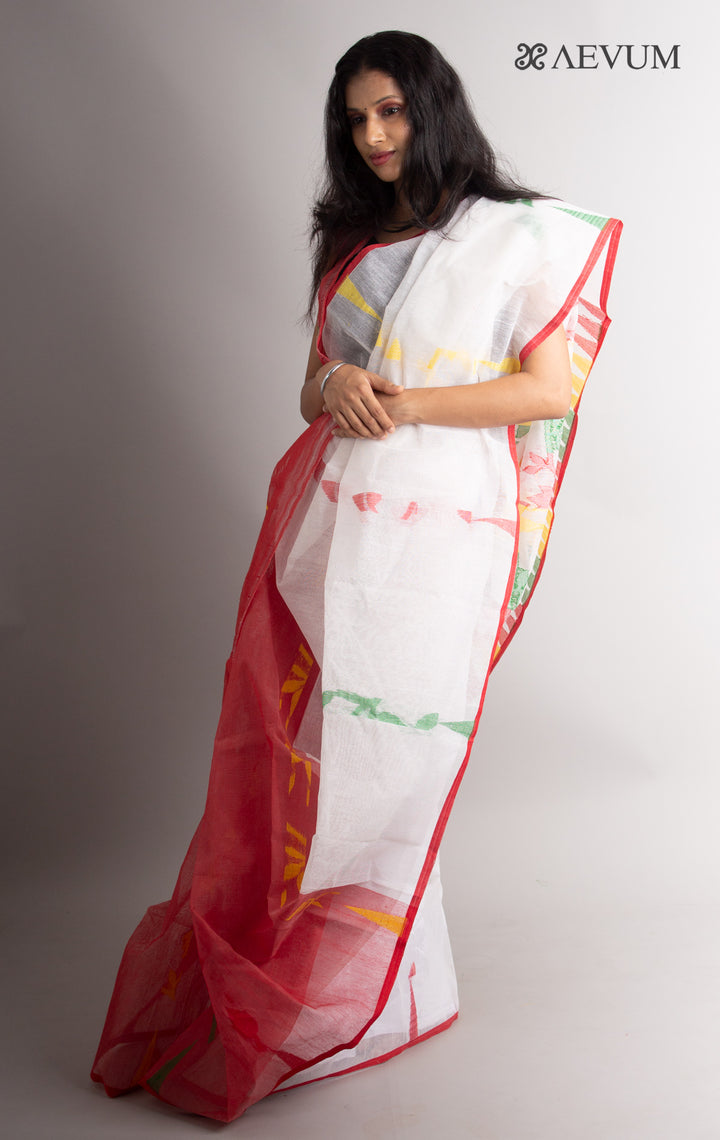 Dhakai Jamdani with Gap Work without Blouse Piece - 0377 Saree AEVUM