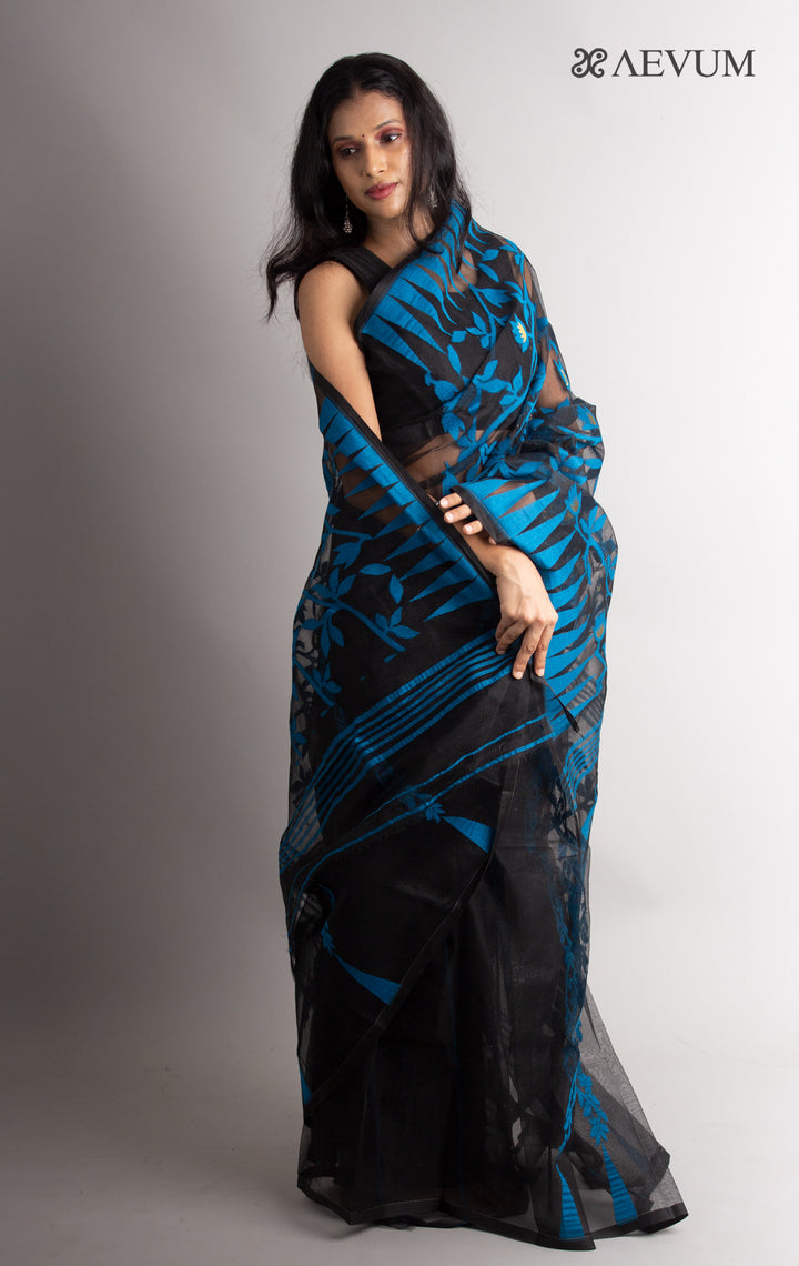 Dhakai Jamdani with Gap Work without Blouse Piece - 0382 Saree AEVUM