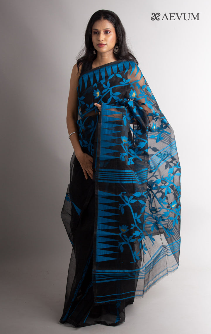 Dhakai Jamdani with Gap Work without Blouse Piece - 0382 Saree AEVUM