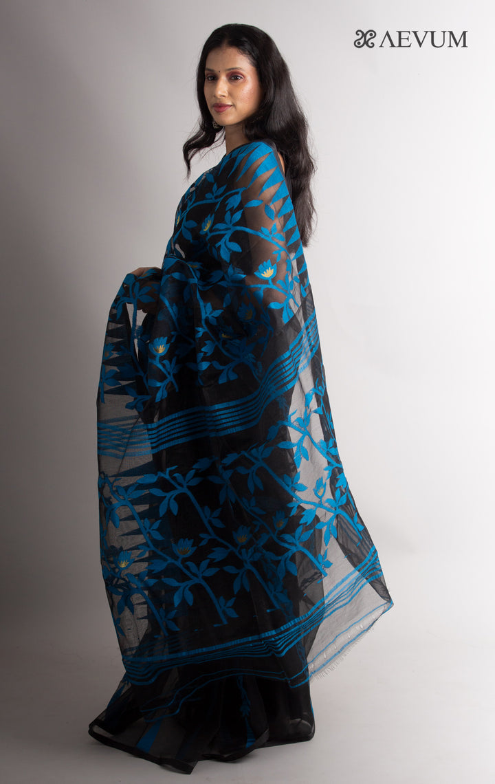Dhakai Jamdani with Gap Work without Blouse Piece - 0382 Saree AEVUM
